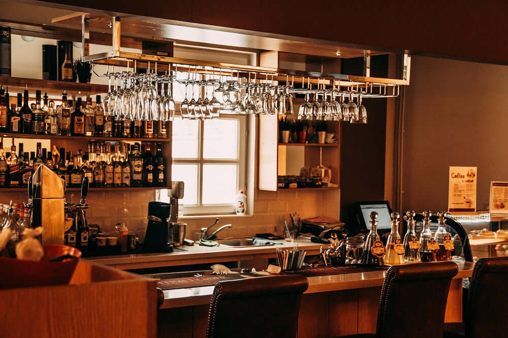 A newly constructed home bar