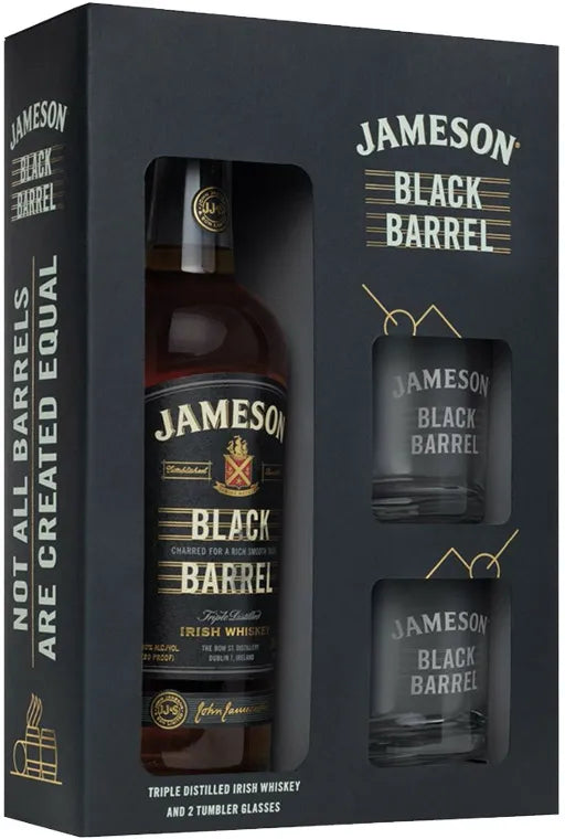 Jameson Black Barrel Irish Whiskey with 2 Glasses Gift Pack