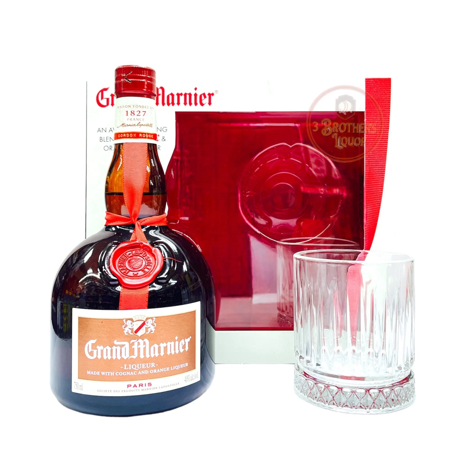 Grand Marnier Liqueur Gift Set W/ 1 Grand Marnier Rock Glass