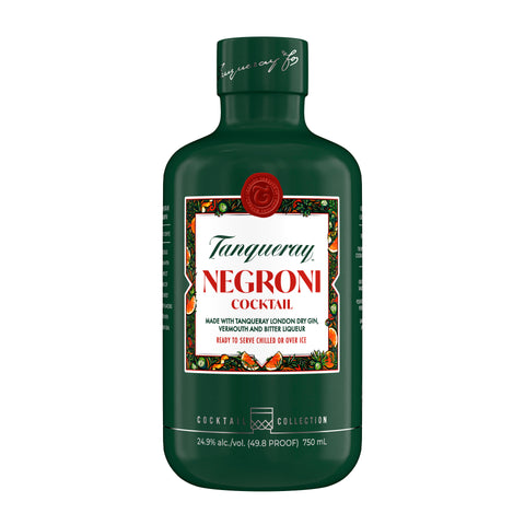 Tanqueray Negroni Cocktail bottle with a green label and vibrant design, ready-to-serve aperitif with a bold and bittersweet flavor. Tanqueray Negroni Cocktail bottle with a green label and vibrant design, ready-to-serve aperitif with a bold and bittersweet flavor.