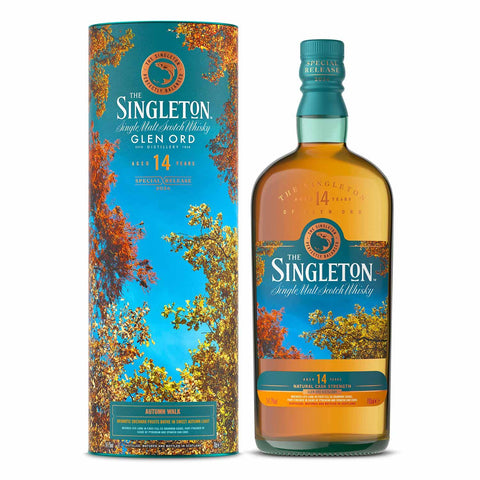 The Singleton of Glen Ord Autumn Walk Special Release 14 Years 2024 bottle and packaging showcasing autumnal colors. The Singleton of Glen Ord Autumn Walk Special Release 14 Years 2024 bottle and packaging showcasing autumnal colors.