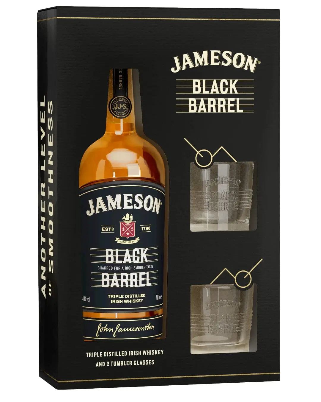 Jameson Black Barrel Irish Whiskey with 2 Glasses Gift Pack