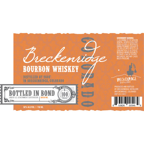 Breckenridge Bottled In Bond Bourbon Breckenridge Bottled In Bond Bourbon