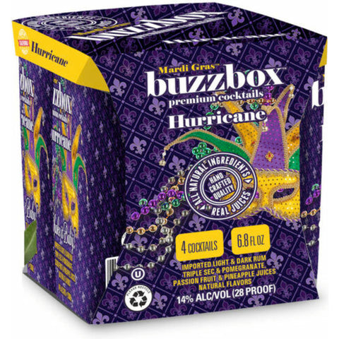 Buzzbox Mardi Gras Hurricane Cocktail 4PK Buzzbox Mardi Gras Hurricane Cocktail 4PK