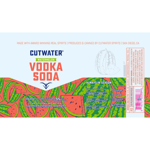 Cutwater Watermelon Vodka Soda 4pk Cutwater Watermelon Vodka Soda 4pk