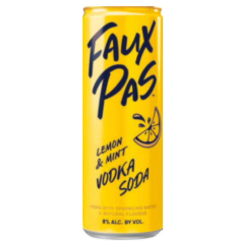 Faux Pas Lemon & Mint Vodka Soda by Betches 4PK Faux Pas Lemon & Mint Vodka Soda by Betches 4PK