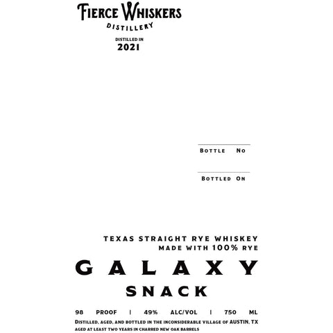 Fierce Whiskers Galaxy Snack Straight Rye Fierce Whiskers Galaxy Snack Straight Rye