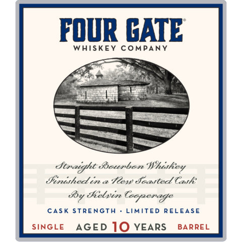Four Gate 10 Year Bourbon Finished in New Toasted Cask by Kelvin Cooperage Four Gate 10 Year Bourbon Finished in New Toasted Cask by Kelvin Cooperage
