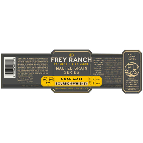 Frey Ranch Malted Grain Series Quad Malt Bourbon Whiskey 375mL Frey Ranch Malted Grain Series Quad Malt Bourbon Whiskey 375mL