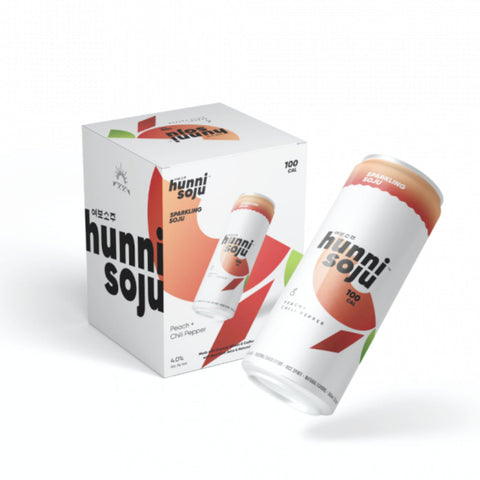 Hunni Soju Peach + Chili Pepper Sparkling Soju 4pk Hunni Soju Peach + Chili Pepper Sparkling Soju 4pk