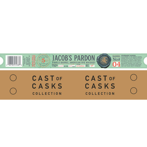 Jacob‘s Pardon Cast of Casks 5 Year Old Rye Barrel No #04 Jacob‘s Pardon Cast of Casks 5 Year Old Rye Barrel No #04