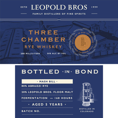 Leopold Bros 5 Year Old Bottled in Bond Three Chamber Rye Leopold Bros 5 Year Old Bottled in Bond Three Chamber Rye