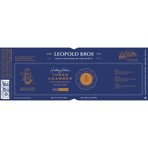 Leopold Bros Three Chamber Rye Holiday Edition 2022 Release Leopold Bros Three Chamber Rye Holiday Edition 2022 Release