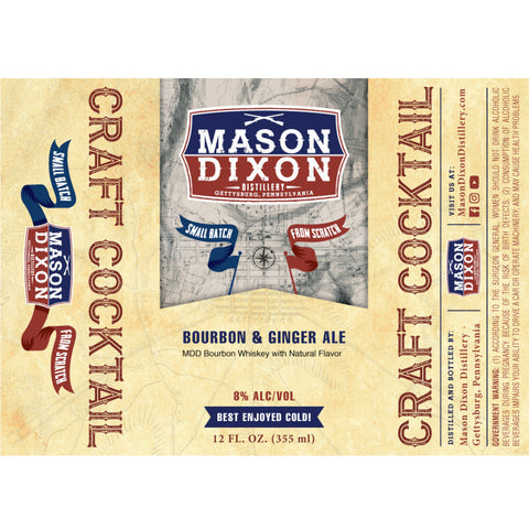 Mason Dixon Bourbon & Ginger Ale Craft Cocktail Mason Dixon Bourbon & Ginger Ale Craft Cocktail