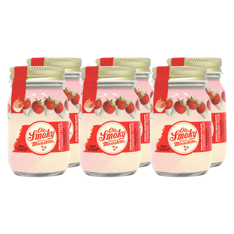 Ole Smoky White Chocolate Strawberry Cream Moonshine 50mL 6pk Ole Smoky White Chocolate Strawberry Cream Moonshine 50mL 6pk