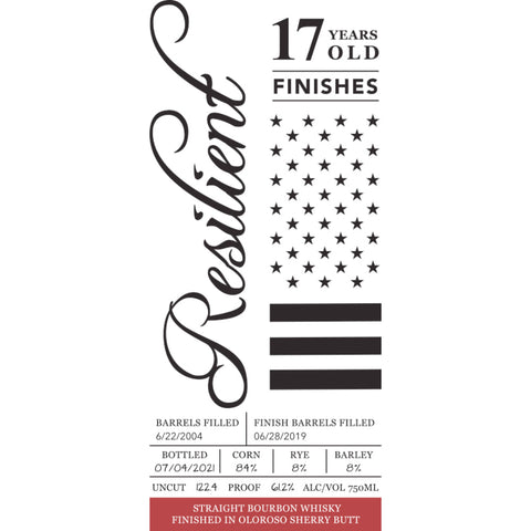 Resilient 17 Year Old Oloroso Sherry Butt Finished Straight Bourbon Resilient 17 Year Old Oloroso Sherry Butt Finished Straight Bourbon