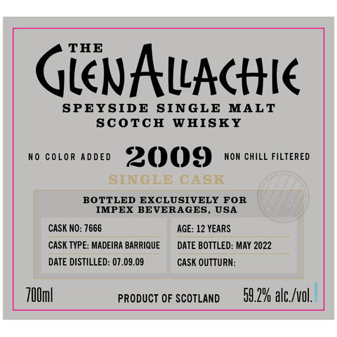 The GlenAllachie 2009 12 Year Madeira Barrique Single Cask #7666 The GlenAllachie 2009 12 Year Madeira Barrique Single Cask #7666