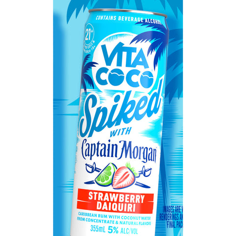 Vita Coco Spiked With Captain Morgan Strawberry Daiquiri Vita Coco Spiked With Captain Morgan Strawberry Daiquiri