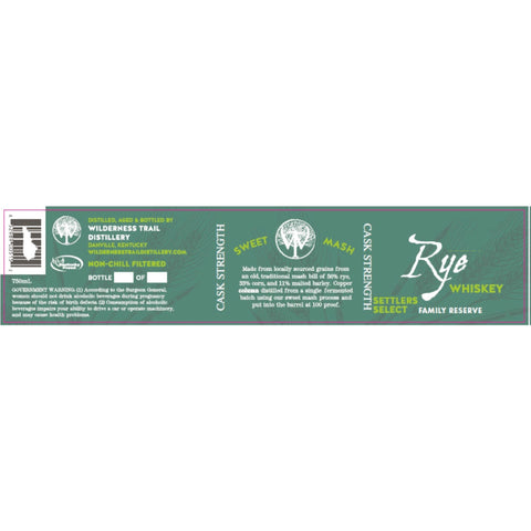 Wilderness Trail 6 Year Old Family Reserve Cask Strength Single Barrel Rye Wilderness Trail 6 Year Old Family Reserve Cask Strength Single Barrel Rye