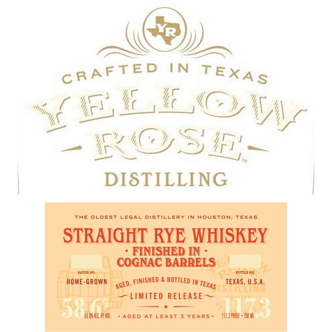 Yellow Rose Distilling Straight Rye Finished In Cognac Barrels Yellow Rose Distilling Straight Rye Finished In Cognac Barrels