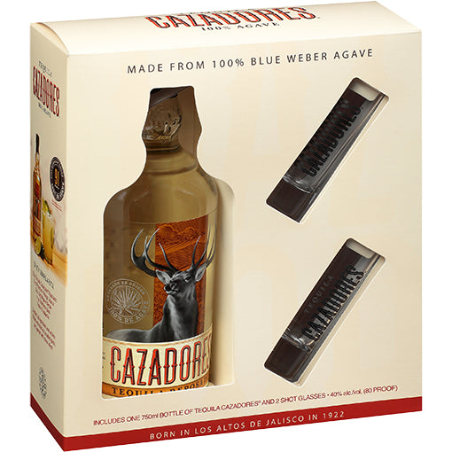 Cazadores Reposado Tequila Gift Pack with 2 Shot Glasses