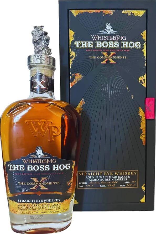 Whistlepig Boss Hog X The Commandments Rye Whiskey Bottle with Packaging