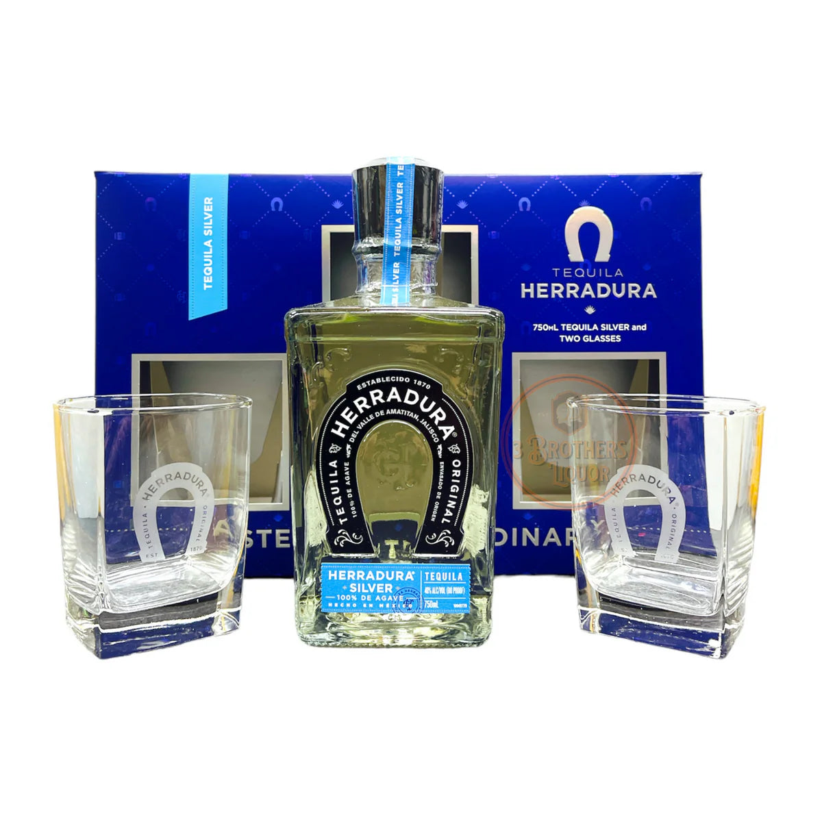 Herradura Silver Tequila Gift Set with 2 Glasses