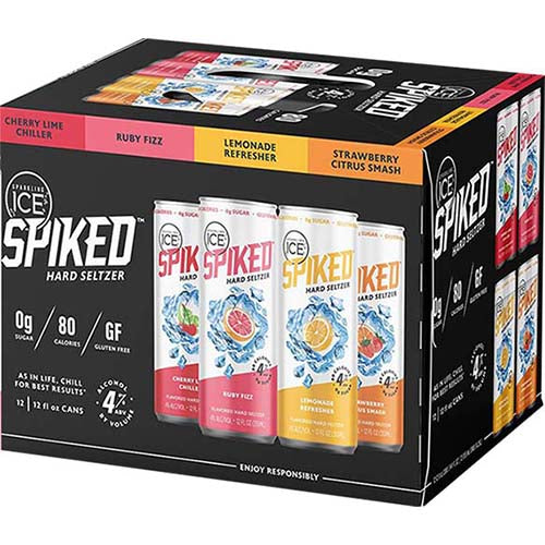 Sparkling Ice Spiked Hard Seltzer Variety Pack 12PK Cans - Cherry Lime Chiller, Ruby Fizz, Lemonade Refresher, Strawberry Citrus Smash