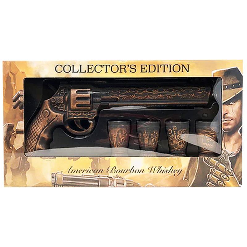 Collector's Edition Revolver American Bourbon Whiskey Gift Set with Ceramic Shot Glasses