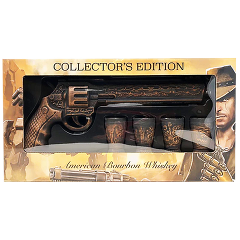 Collector's Edition Revolver American Bourbon Whiskey Gift Set with Ceramic Shot Glasses