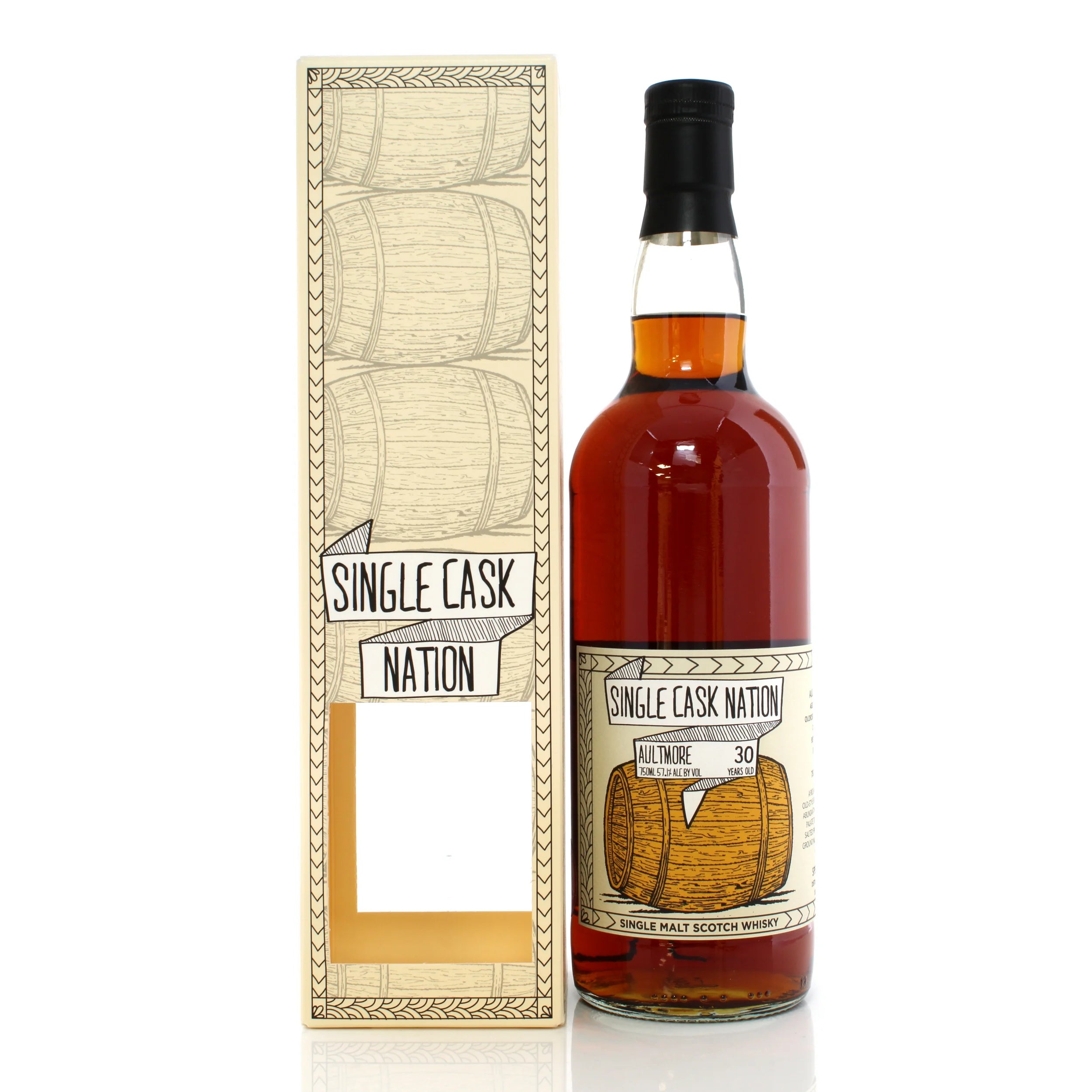 Single Cask Nation Aultmore 30 Year Old Single Malt Scotch Whisky 750ml bottle with packaging.