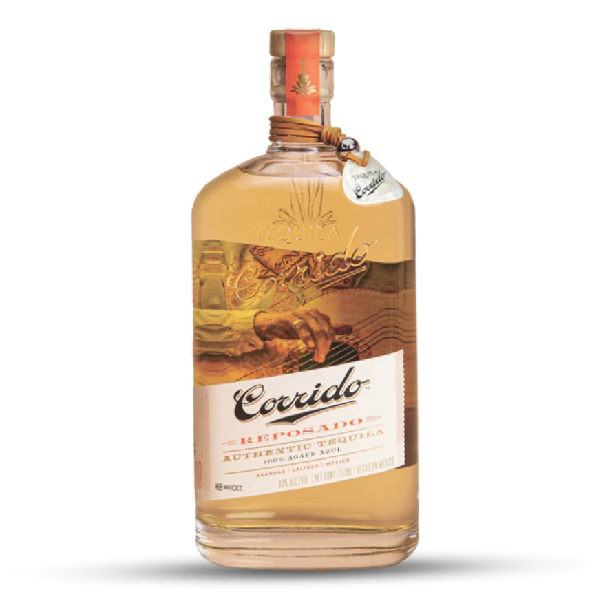 Corrido Reposado Tequila bottle, featuring a unique design and smooth amber liquid, highlighting its premium quality and flavor.