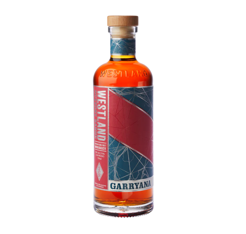 Westland Garryana Edition 9 whiskey bottle with unique label design, showcasing rich amber color and craftsmanship.