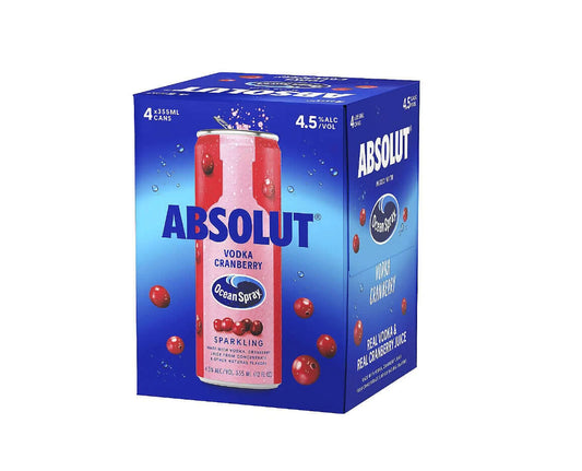 Absolut Cocktails Ocean Spray Vodka Cranberry 4pc