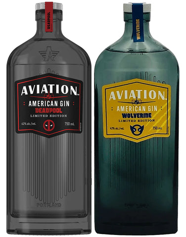 Aviation Gin Deadpool and Wolverine 2 Bottle Bundle, limited edition, showcasing unique flavors and hero-themed labels.