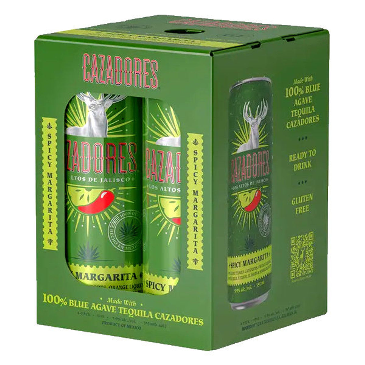 Cazadores Tequila Spicy Margarita 4-Pack 12oz Cans - Ready-to-Drink, Made with 100% Blue Agave, Gluten-Free