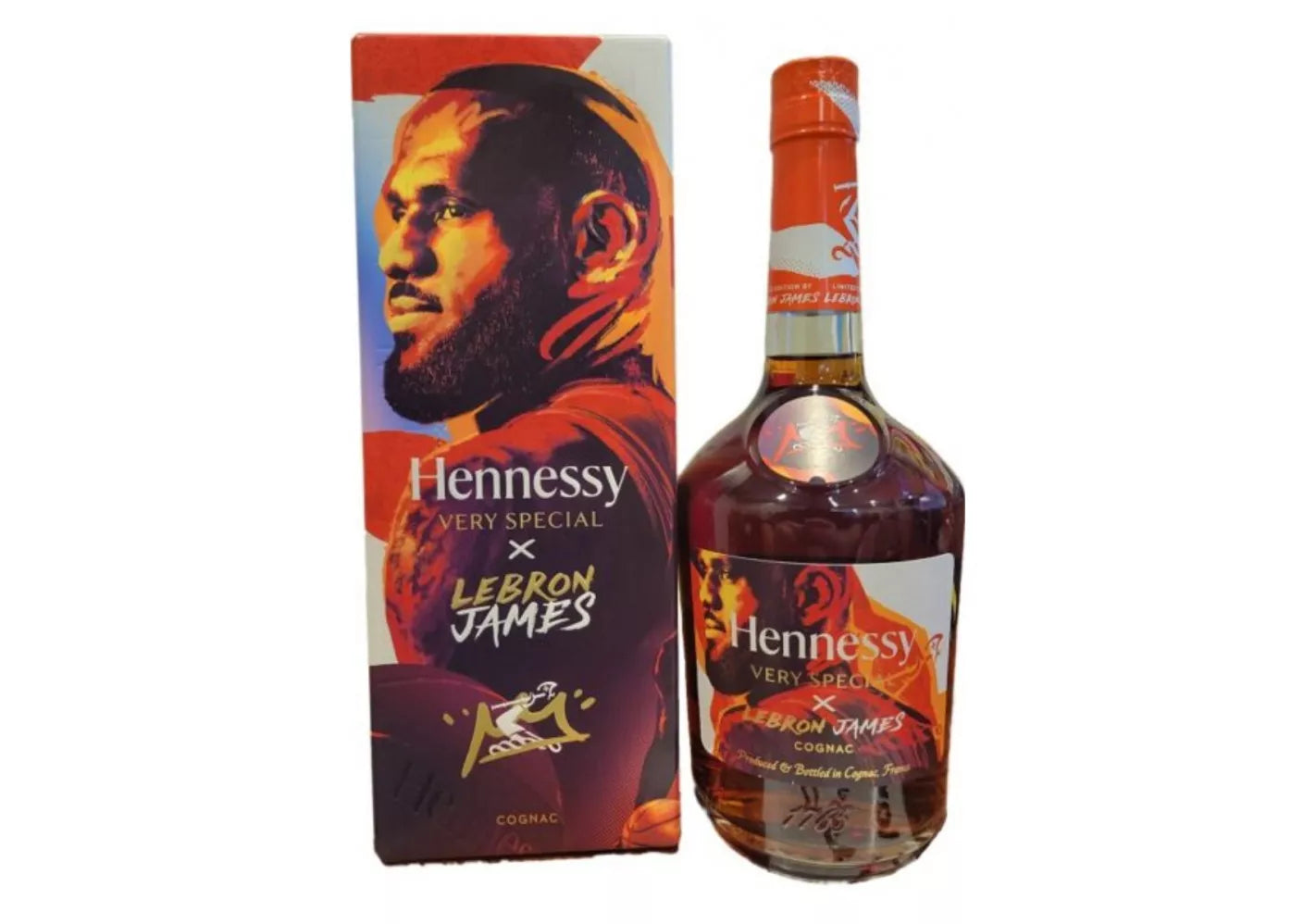 Hennessy x LeBron James Limited Edition Cognac bottle and packaging with bold design.