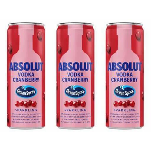 Absolut Cocktails Ocean Spray Vodka Cranberry 4pc