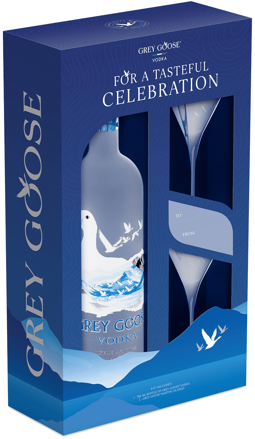 Vodka Gift Set with Martini Cocktail Glasses