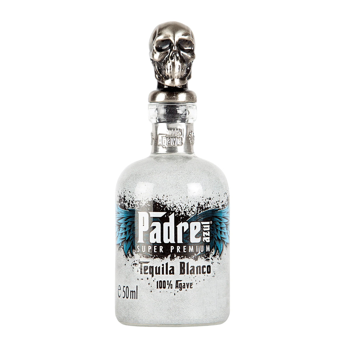 Padre Azul Blanco Tequila 750ml bottle with skull cap, 40% ABV, kosher, gluten-free, clear premium tequila from Mexico