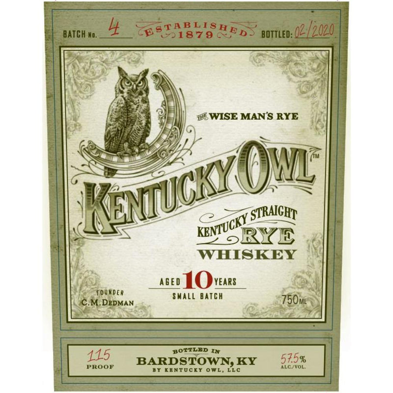 Kentucky Owl Rye 10 Year Batch 