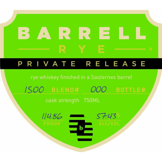 Barrell Rye Private Release Sauternes Barrel Finished