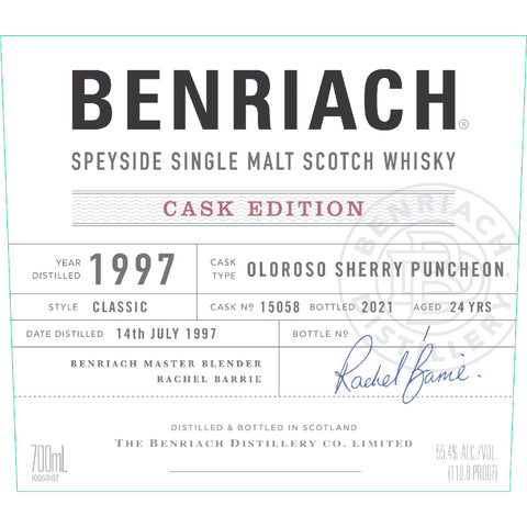 BenRiach Cask Edition 1997 Cask No. 15058