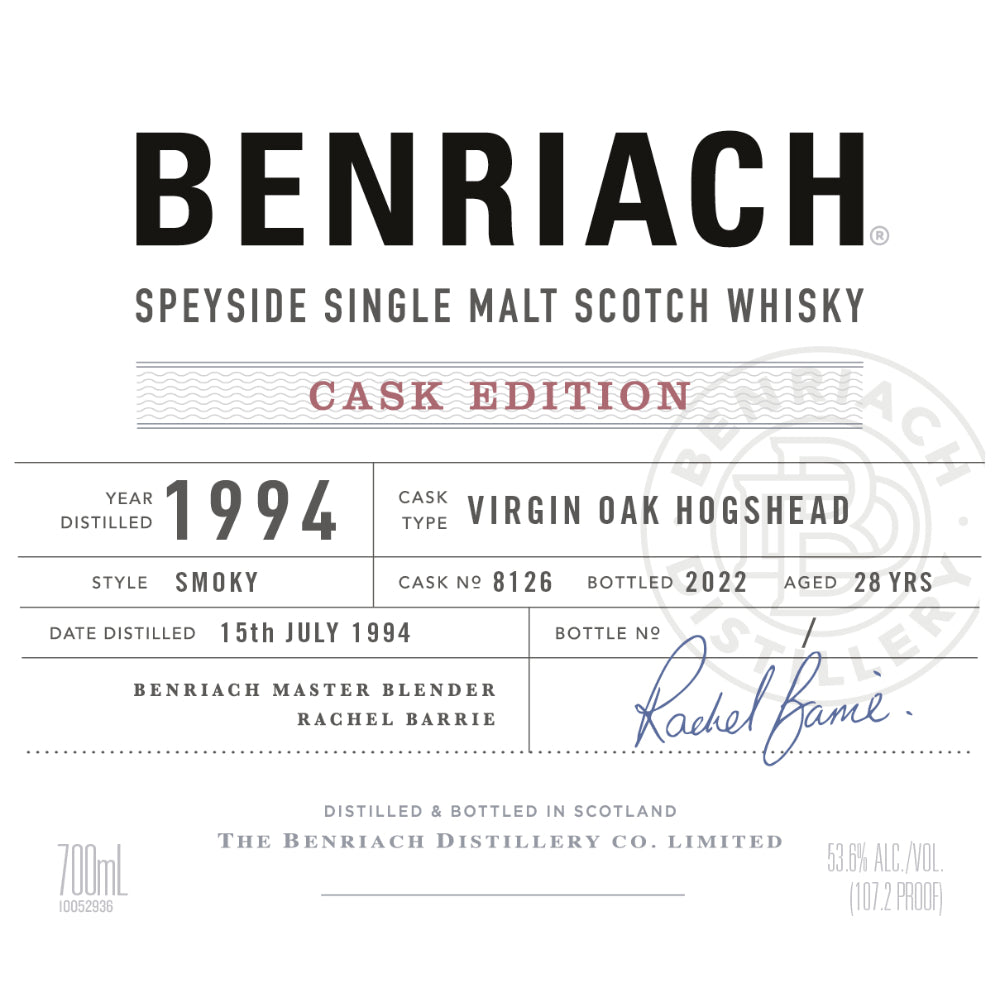 Benriach Cask Edition 1994 Cask No. 8126