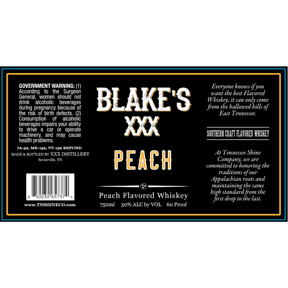 Blake’s XXX Peach Flavored Whiskey