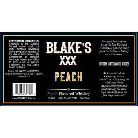 Blake’s XXX Peach Flavored Whiskey