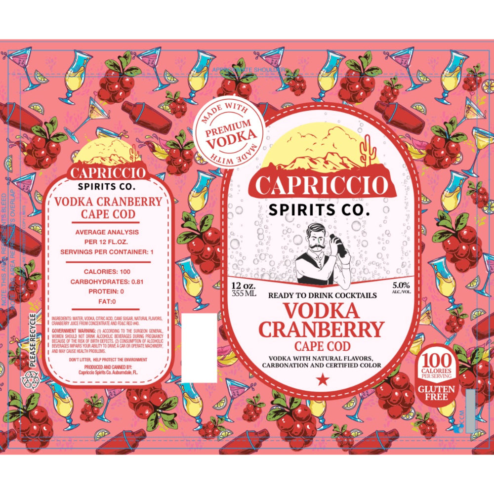 Capriccio Vodka Cranberry Cape Cod Canned Cocktail 6PK