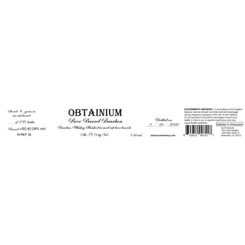 Cat’s Eye Distillery Obtainium 6 Year Beer Barrel Bourbon