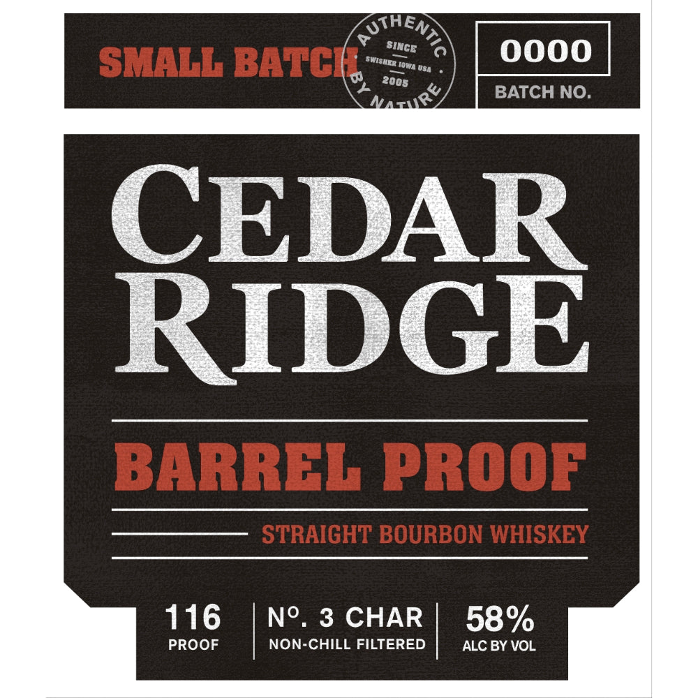 Cedar Ridge Small Batch Barrel Proof Straight Bourbon