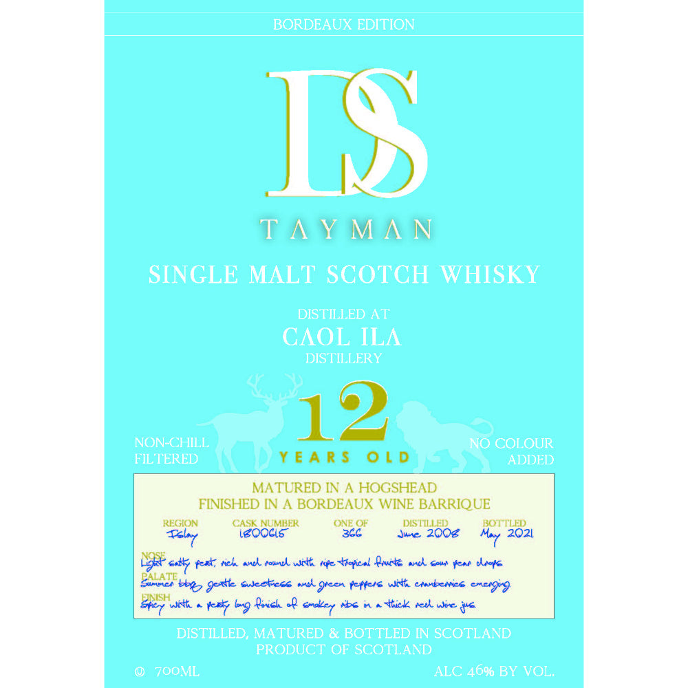 DS Tayman Caol Ila 12 Year Old Single Malt Scotch 2021